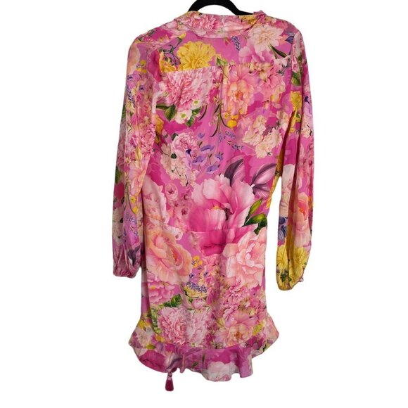 NWT Rococo Sand Leona Floral Print Surplice Neck Ruffle Mini Dress Pink Size XS - Picture 11 of 12